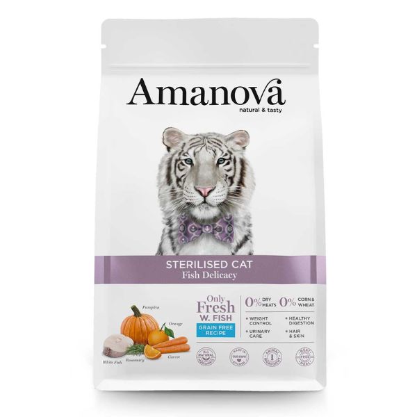 AMANOVA GATTO STERILIZZATO PESCE BIANCO 1,5 KG