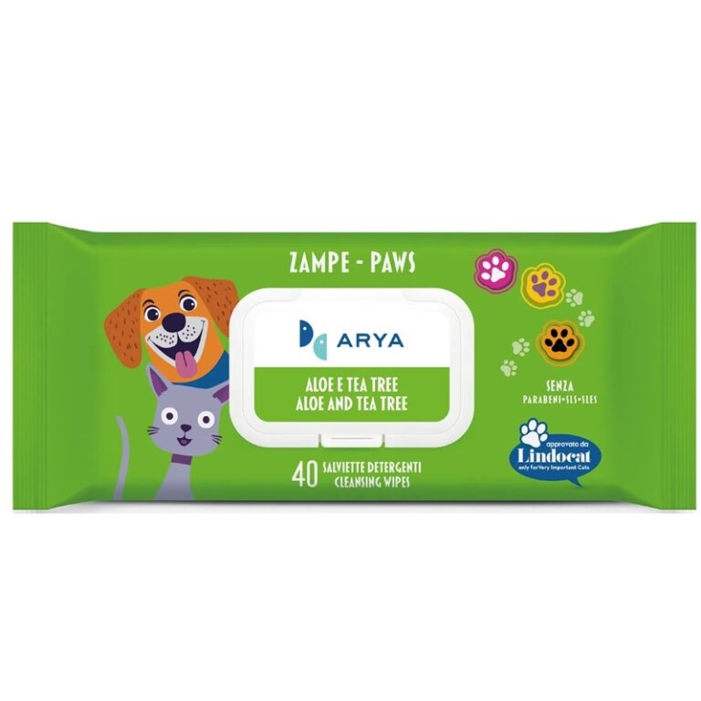 ARYA SALVIETTE DETERGENTI ZAMPE ALOE E TEA TREE 40 PZ