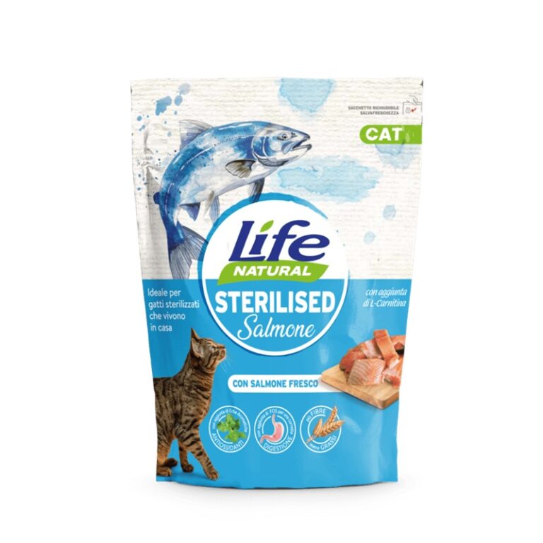 LIFE CAT SECCO STERILIZED SALMONE 800 GR