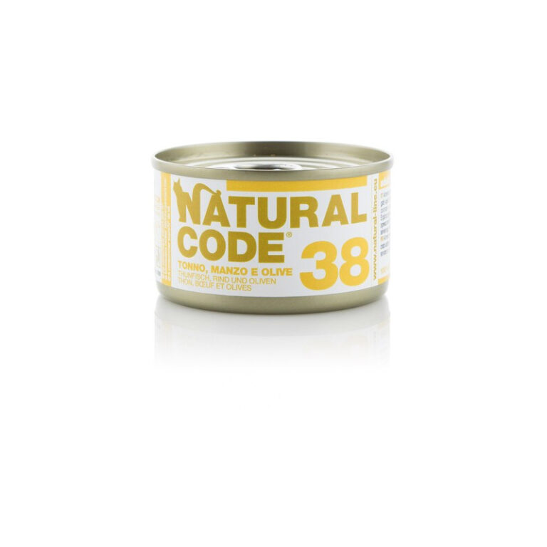 NATURAL CODE GATTO 38 TONNO, MANZO E OLIVE 85 GR