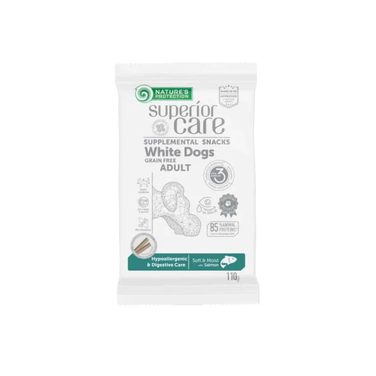 NATURE'S PROTECTION SNACK WHITE DOG HYPOALLERGENIC & DIGESTIVE SALMONE 110 GR