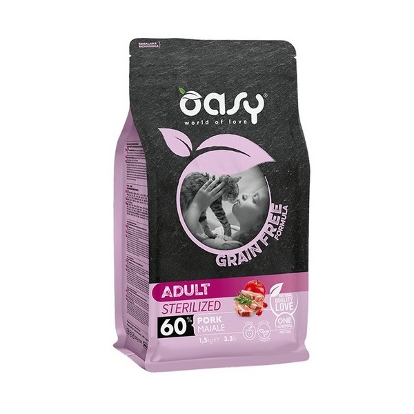 OASY GRAIN FREE GATTO ADULT MAIALE 1,5 KG