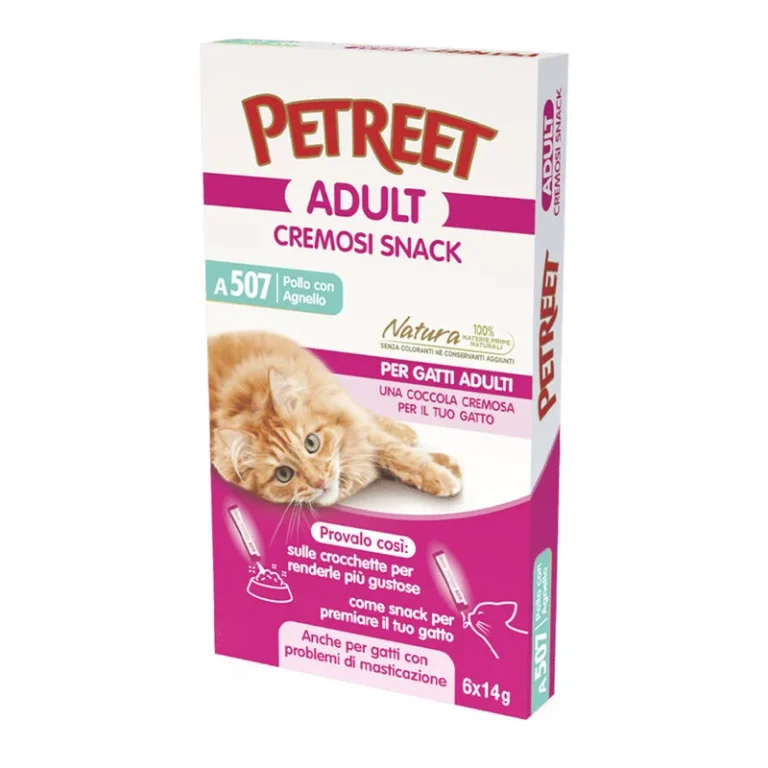 PETREET SNACK CREMOSI POLLO CON AGNELLO 6X14G