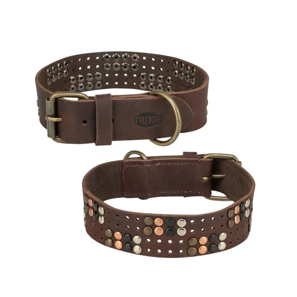 RIXIE COLLARE RUSTIC CON RIVETTI MARRONE